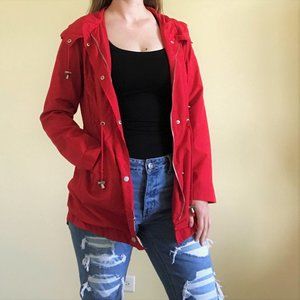 Red Merona Drawstring Waist Raincoat